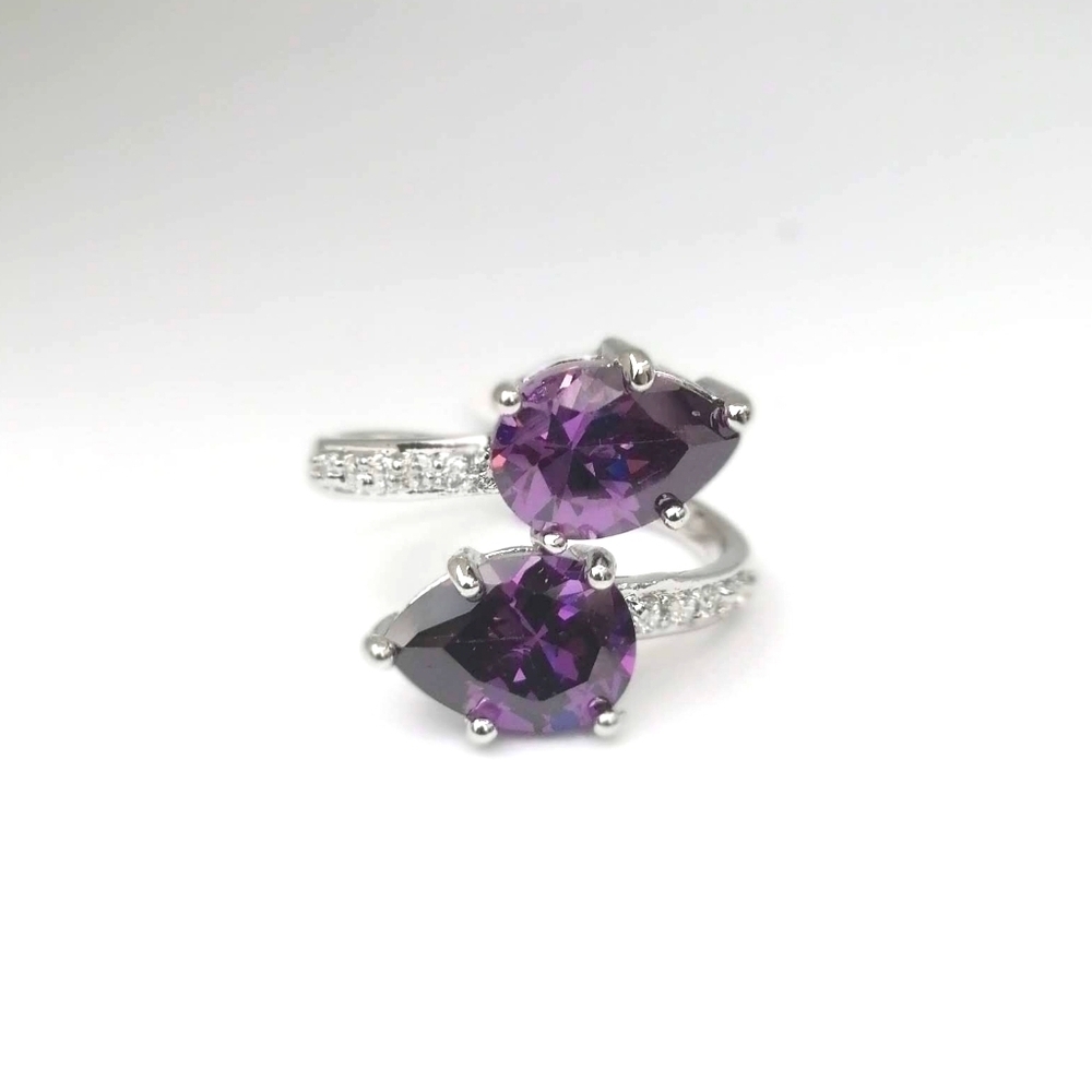 14k Real White Gold Plated Ring 9 US Gem Violet